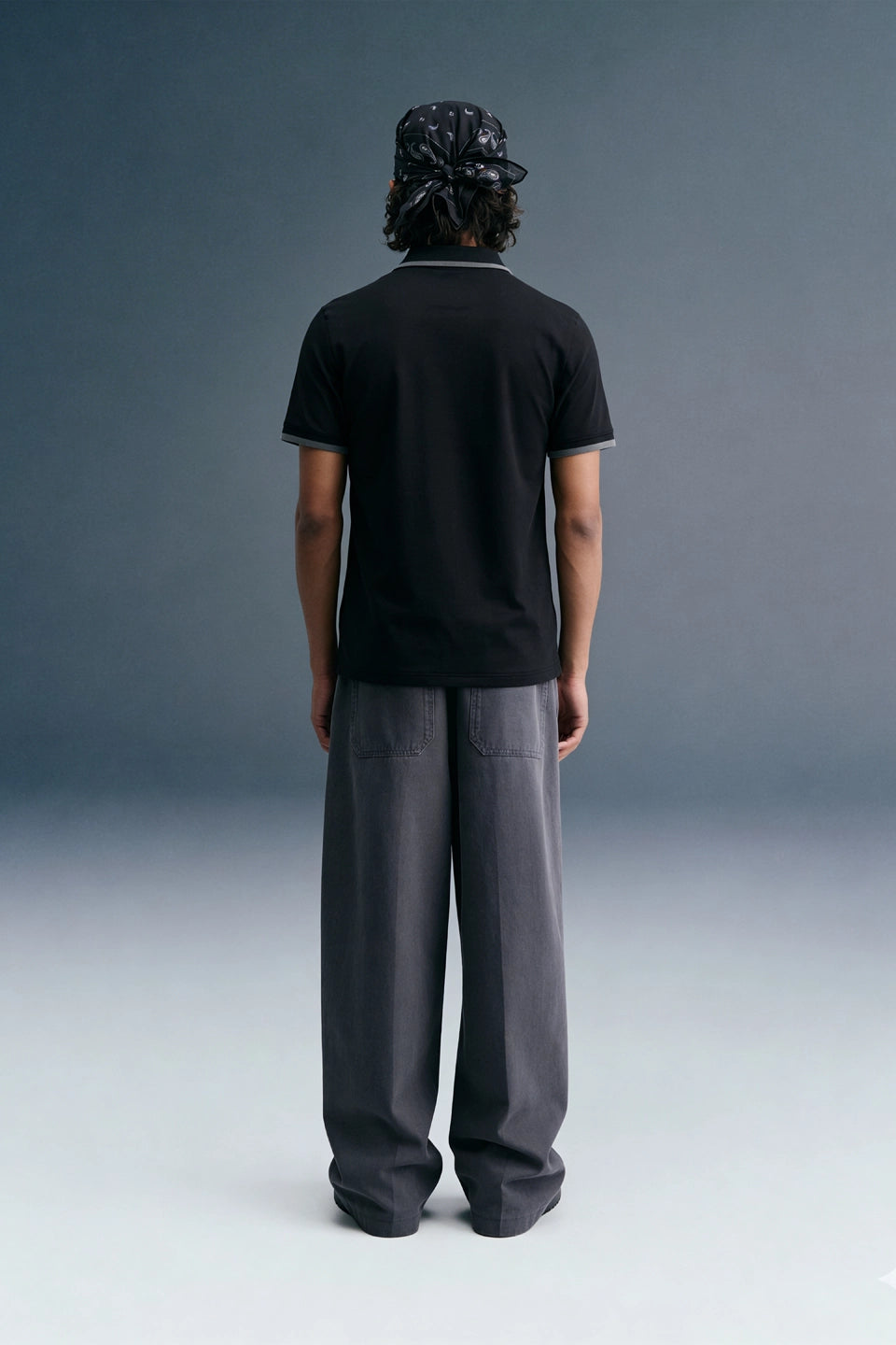 Black Zipper Placket Polo T-Shirt