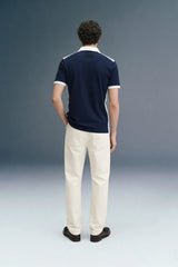Navy Blue Colourblocked Polo T-Shirt