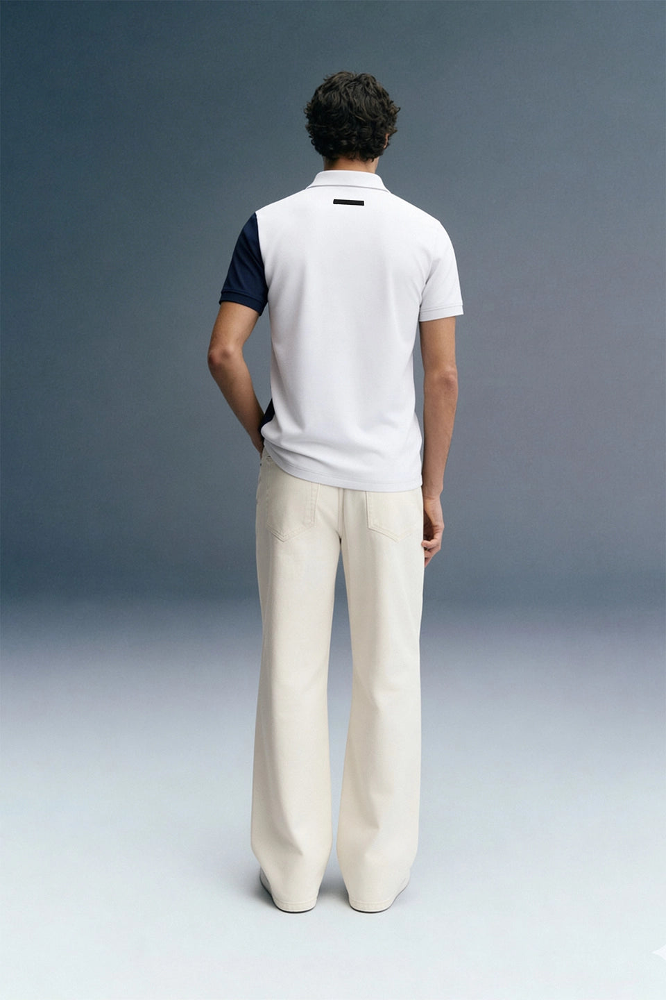 White Colourblocked Polo T-Shirt