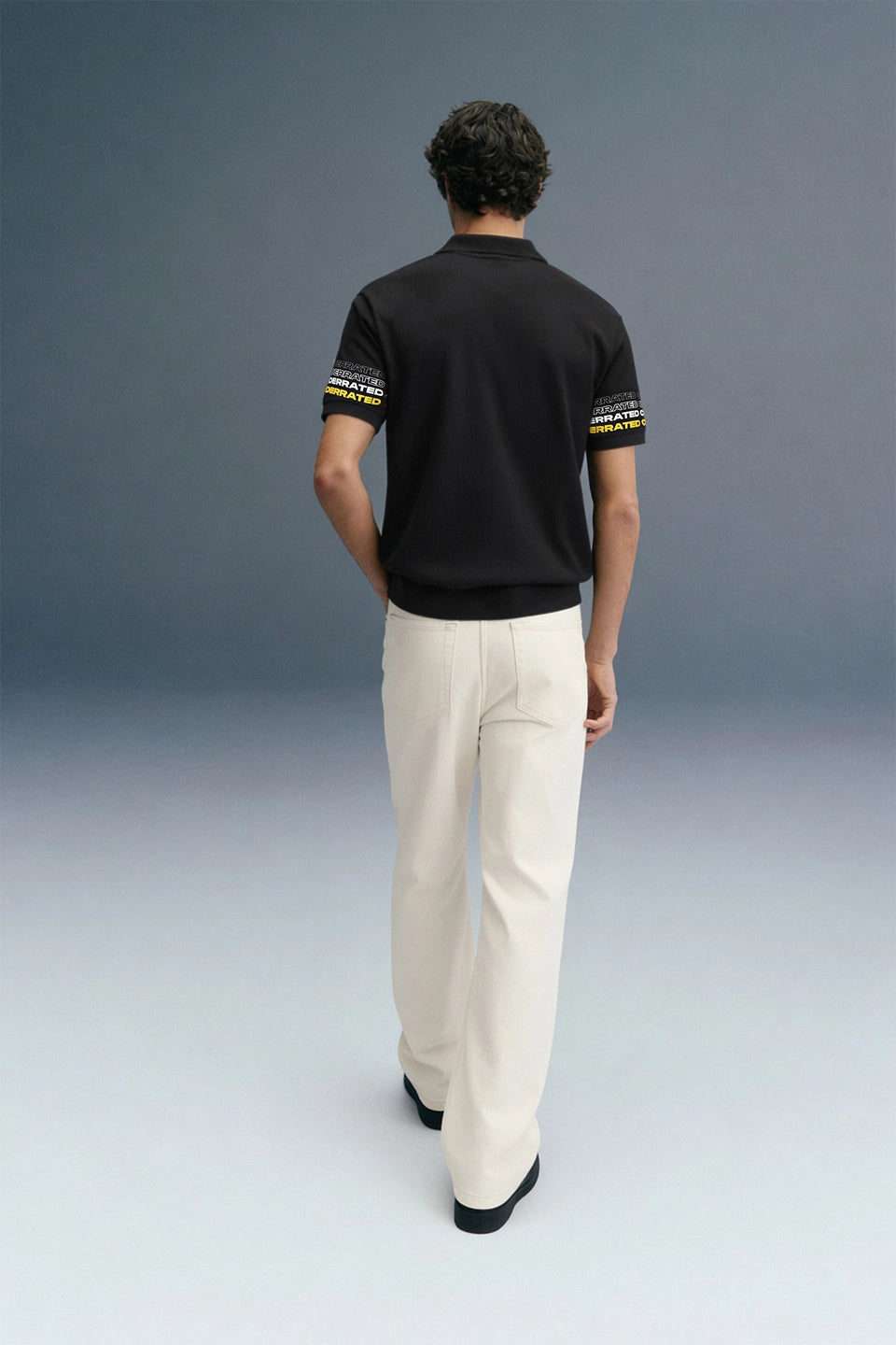 Black Sleeve Logo Print Polo T-Shirt