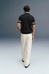Black Sleeve Logo Print Polo T-Shirt