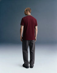 Maroon Patchwork Collar Polo T-Shirt