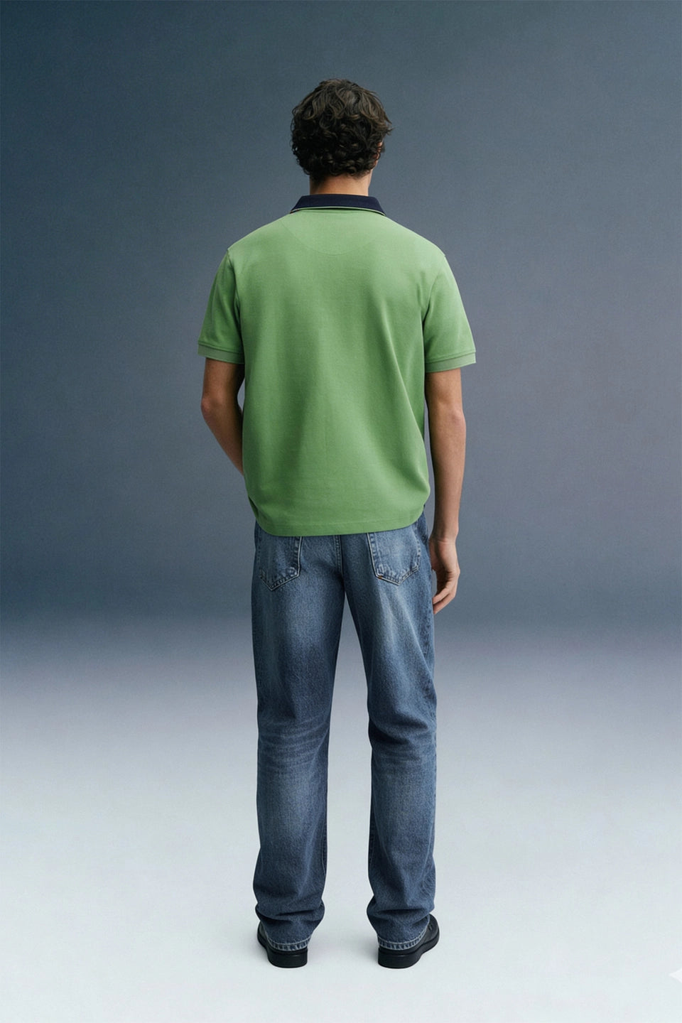 Green Contrast Collar Polo T-Shirt