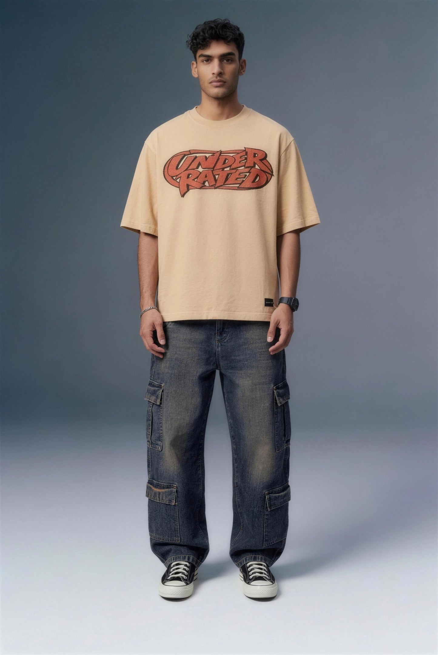 Underrated Comic Beige Oversized T-shirt