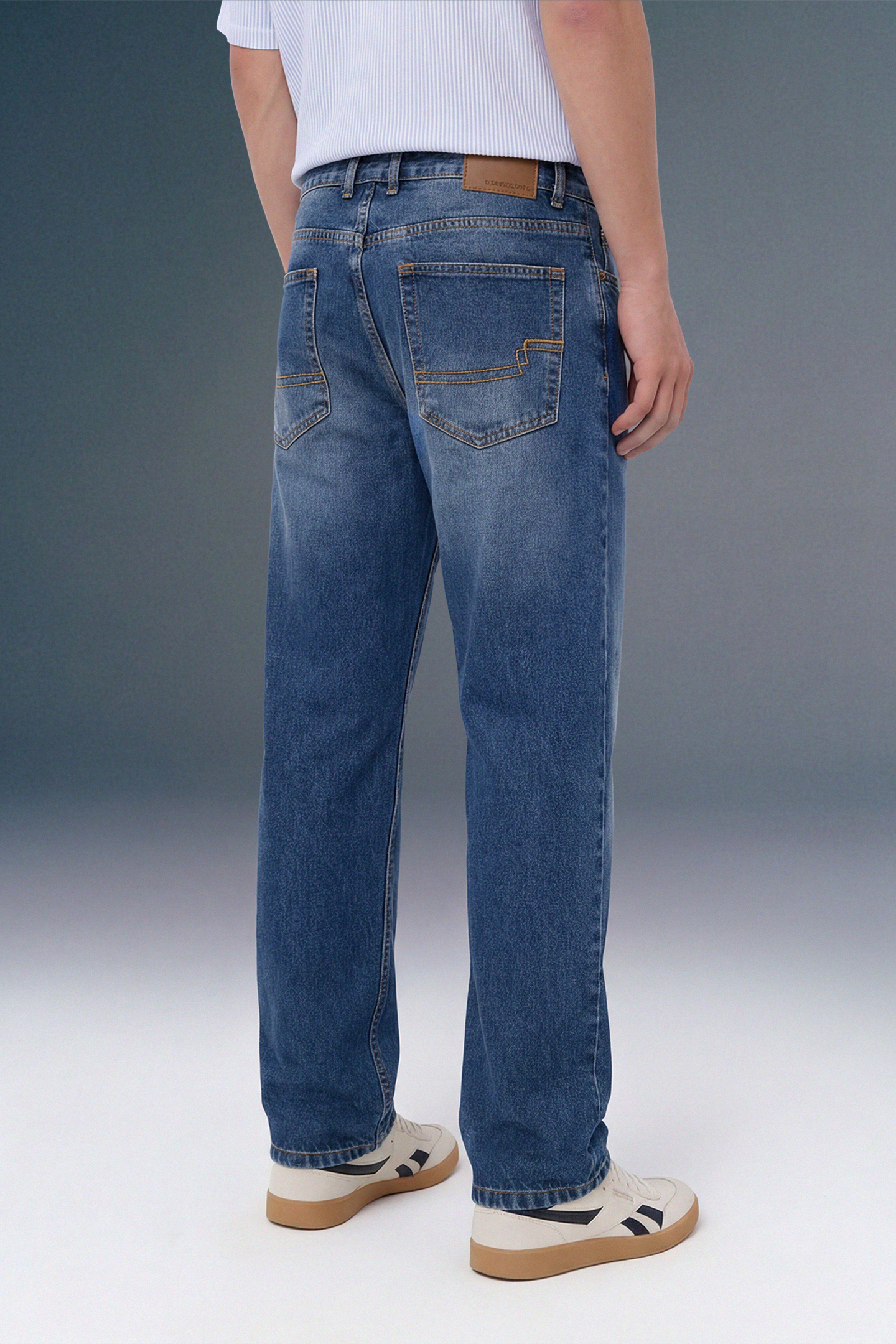 Light Blue Mid Rise Men's Straight Jeans
