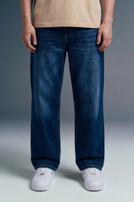 Classic Dark Blue Relaxed Fit Jeans for Men