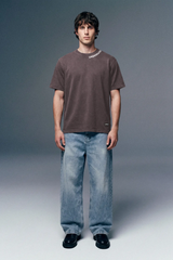 Underrated Curve Acid Wash Grey Regular Fit T-shirt