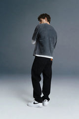 Black Mid Rise Men's Straight Jeans