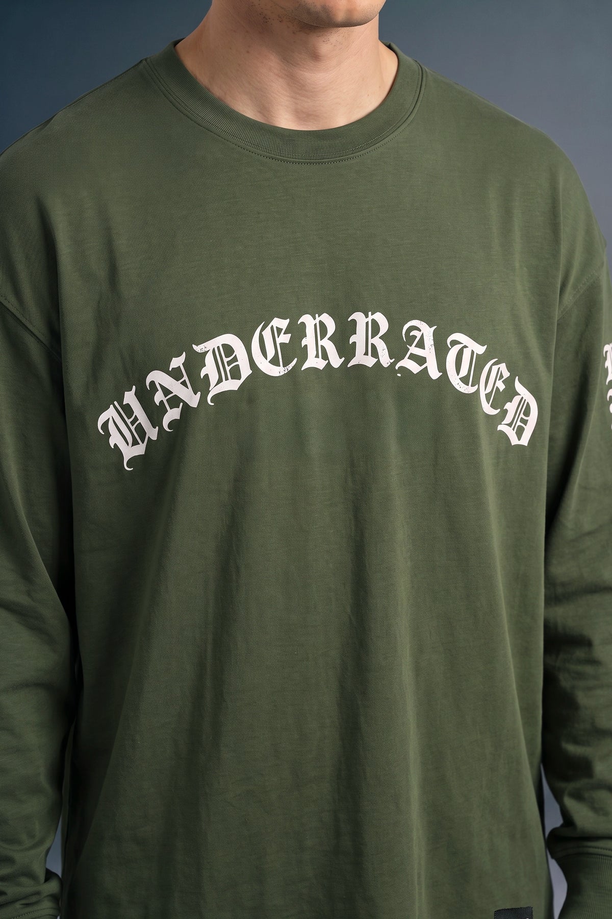 Underrated Gothic Olive Green Full Sleeves Oversized T-shirt