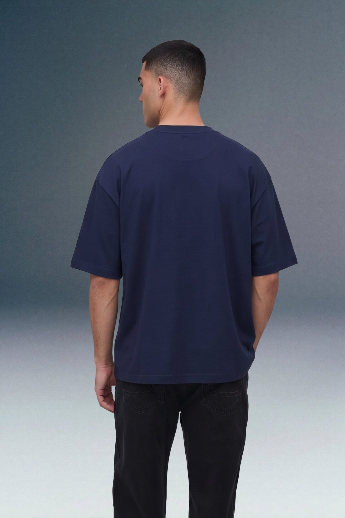Rules The World Navy Blue Oversized T-shirt
