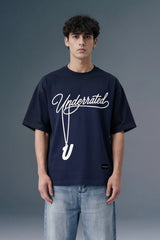 Underrated Pendant Navy Oversized T-shirt