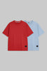 Two short-sleeve crewneck t-shirts displayed side-by-side on a solid.
