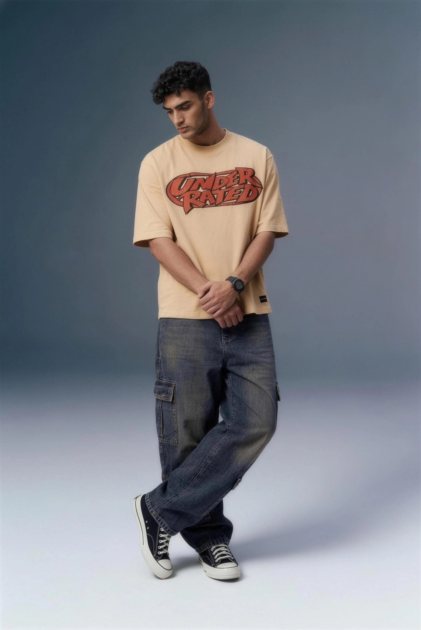 Underrated Comic Beige Oversized T-shirt