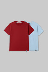 Pack of 2 Regular T-shirts - Red/ Sky Blue