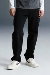 Black Mid Rise Men's Straight Jeans