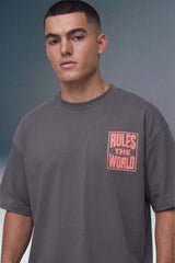 Rules The World Grey Oversized T-shirt