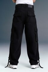Black Baggy Cargo Pants Styled with Oversized Streetwear Outfit