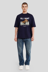 All I Want Navy Blue Printed T-Shirt