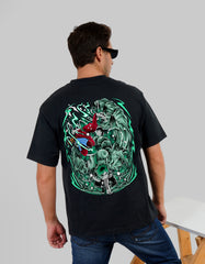 Abstract Anime Graphic Black Oversized Fit T-Shirt Men Pic 3