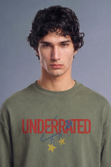 Safety Pin Olive Oversized Long Sleeve T-shirt