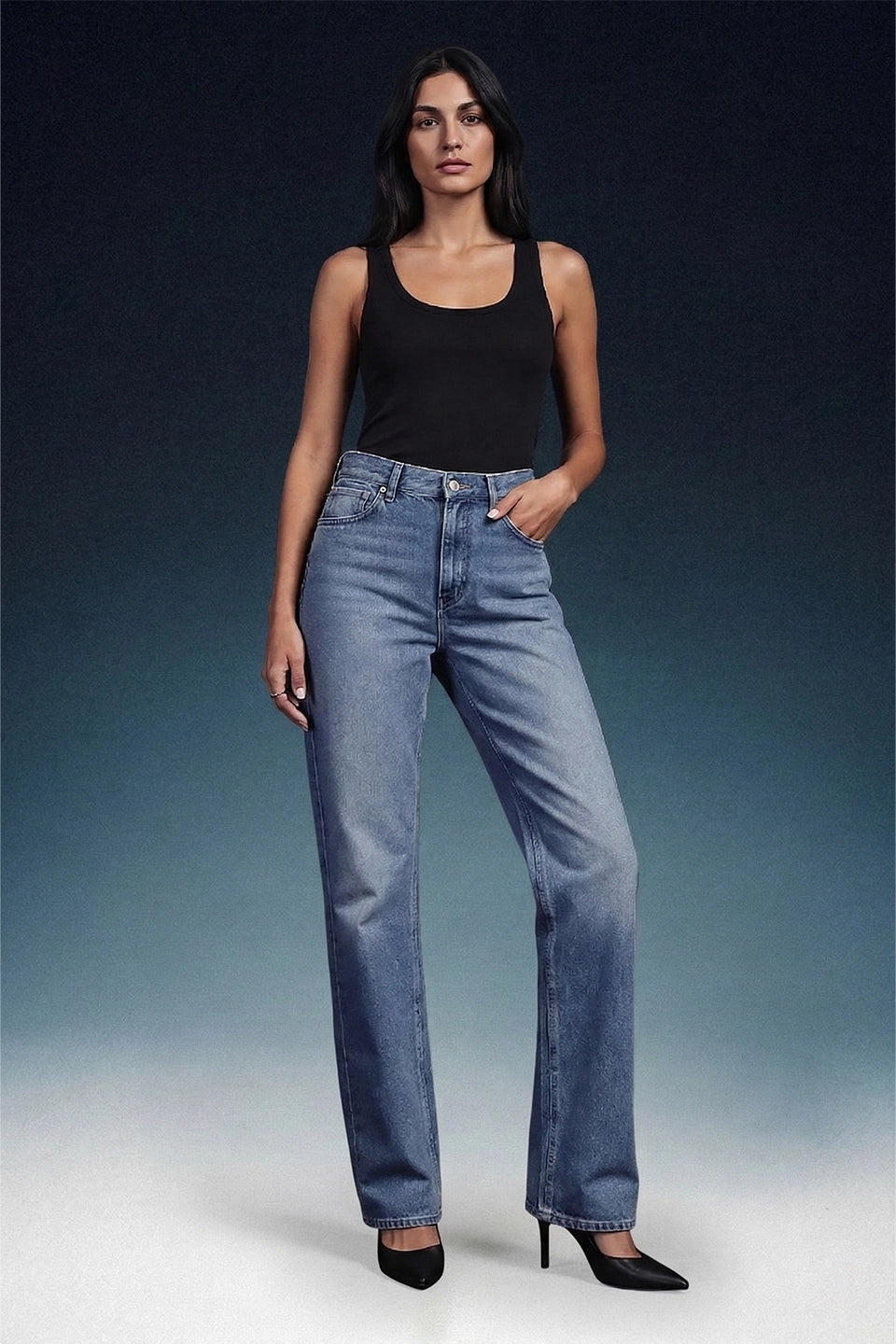 Blue High Rise Bootcut Women Jeans