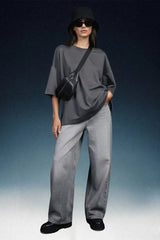 Light Grey High Rise Baggy Women Jeans