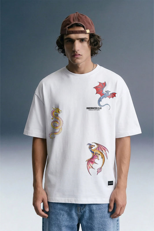 Dragon White Oversized T-shirt Men