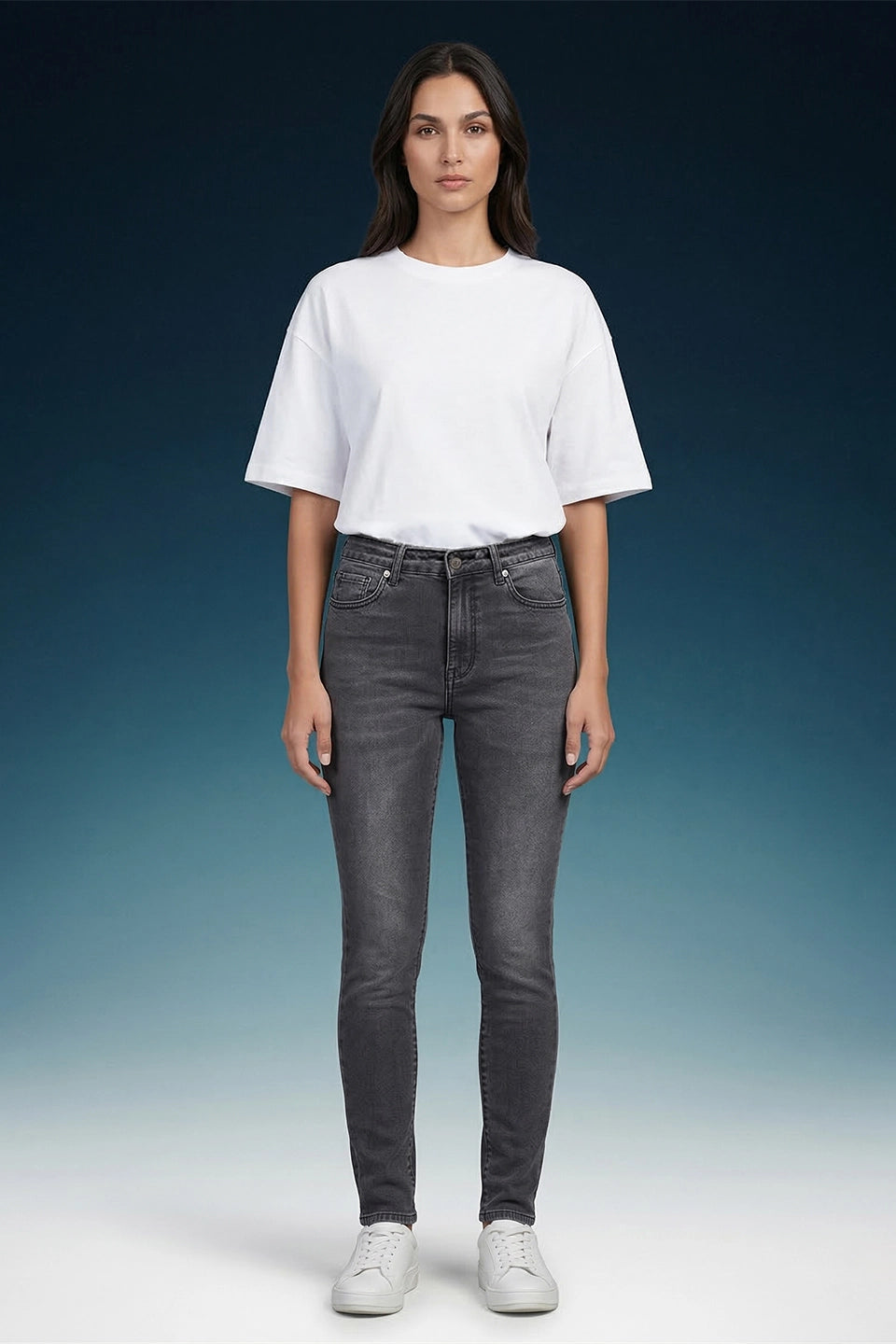 Grey High Rise Skinny Women Jeans