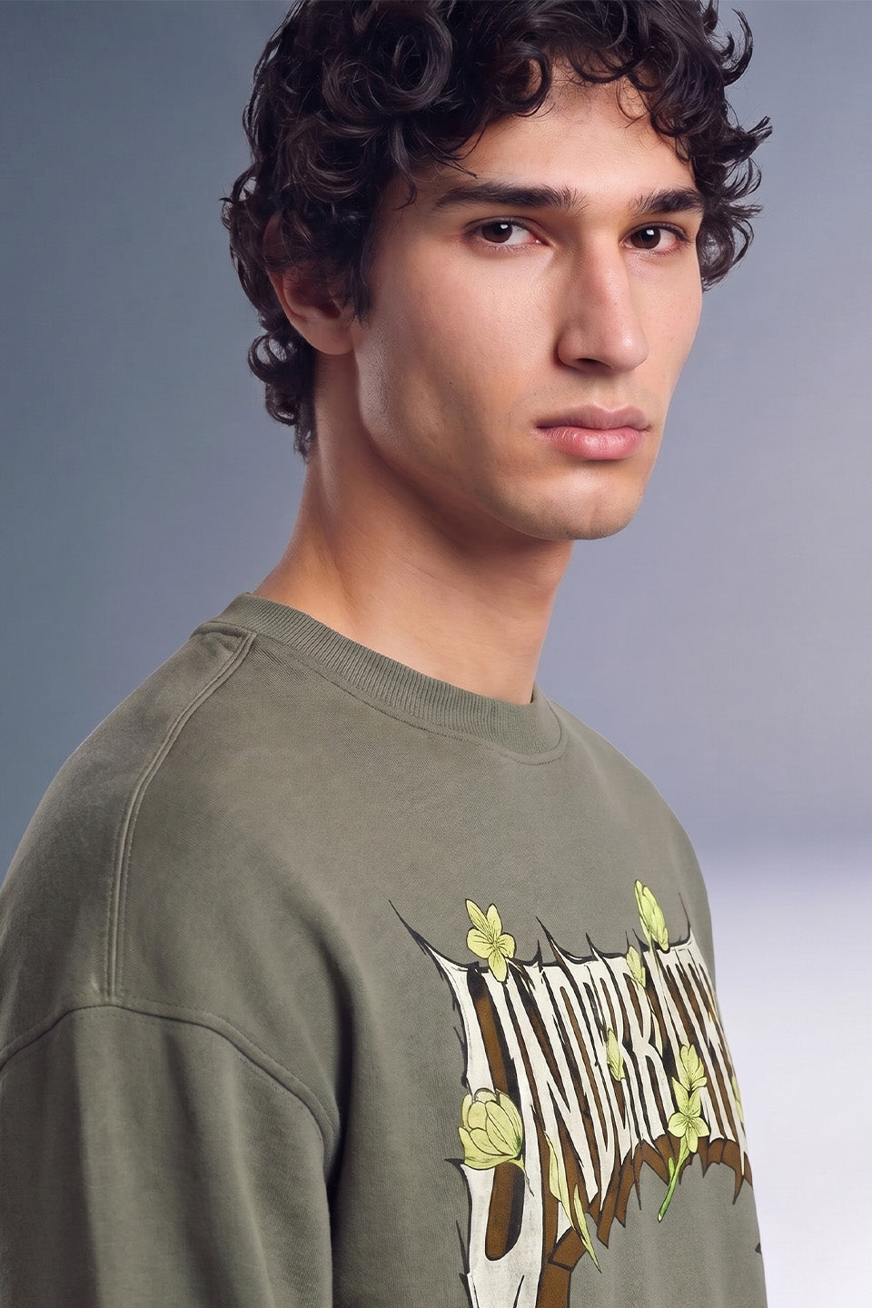 Bloom Olive Oversized Long Sleeve T-shirt