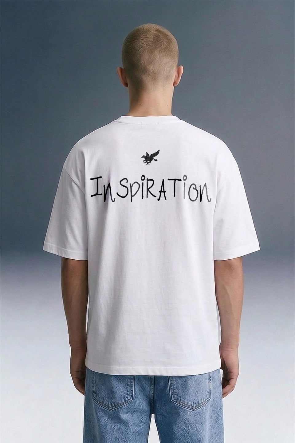 White Oversized T-Shirt for Men — Back Graphic Print View | Streetwear Style | Underrated Club
