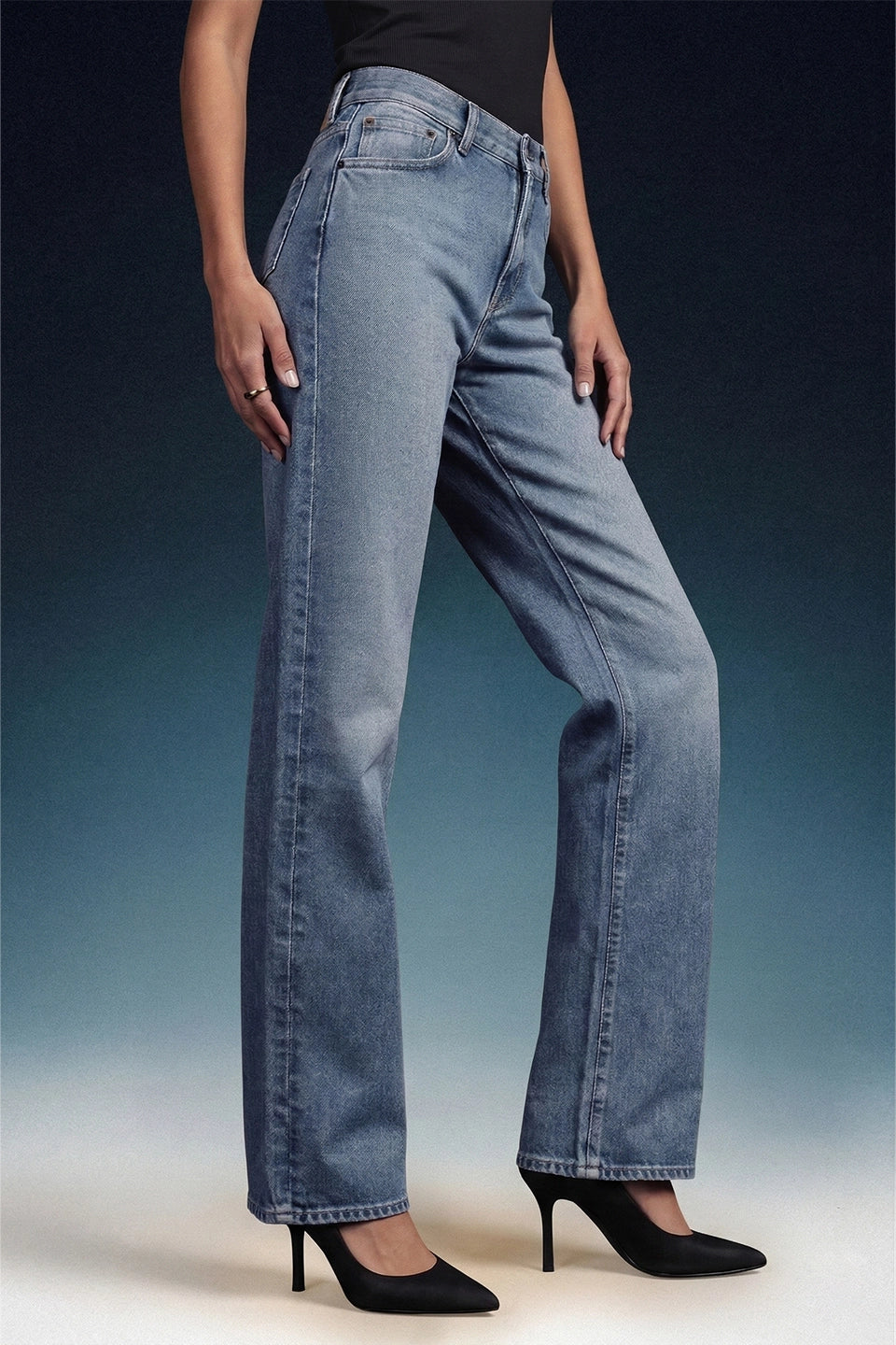 Blue High Rise Bootcut Women Jeans
