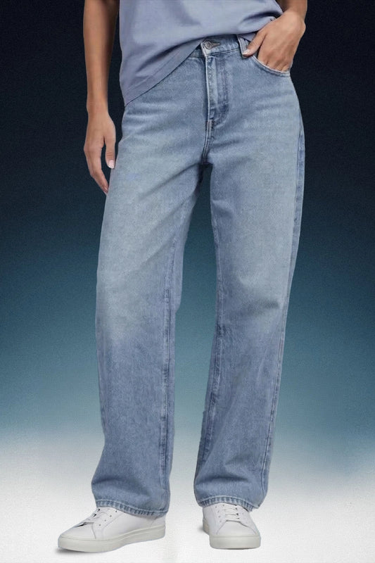 Light Blue High Rise Wide Leg Women Jeans