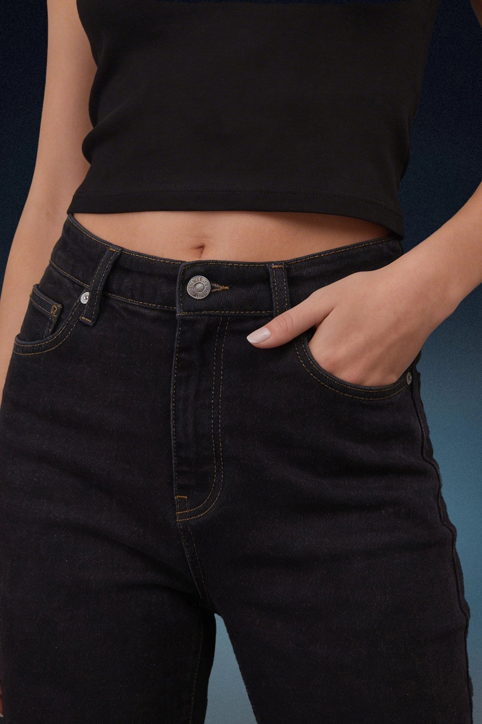 Black High Rise Mom Fit Women Jeans