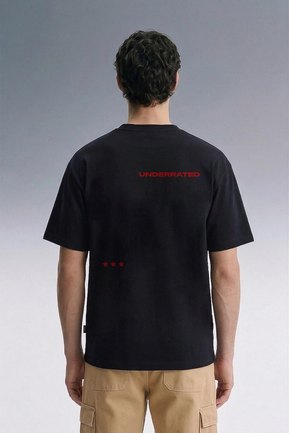 Men's Black Oversized T-Shirt — Back View | Relaxed Streetwear Fit | Underrated Club
