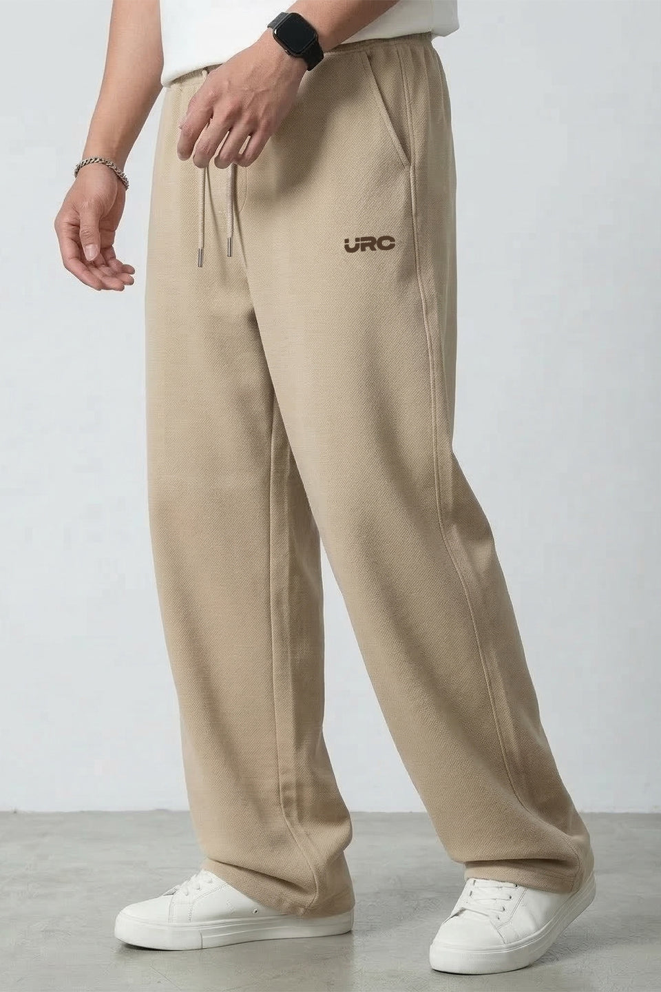 Pack of 2 Men's joggers combo - Ash grey/ Beige