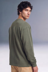 Safety Pin Olive Oversized Long Sleeve T-shirt