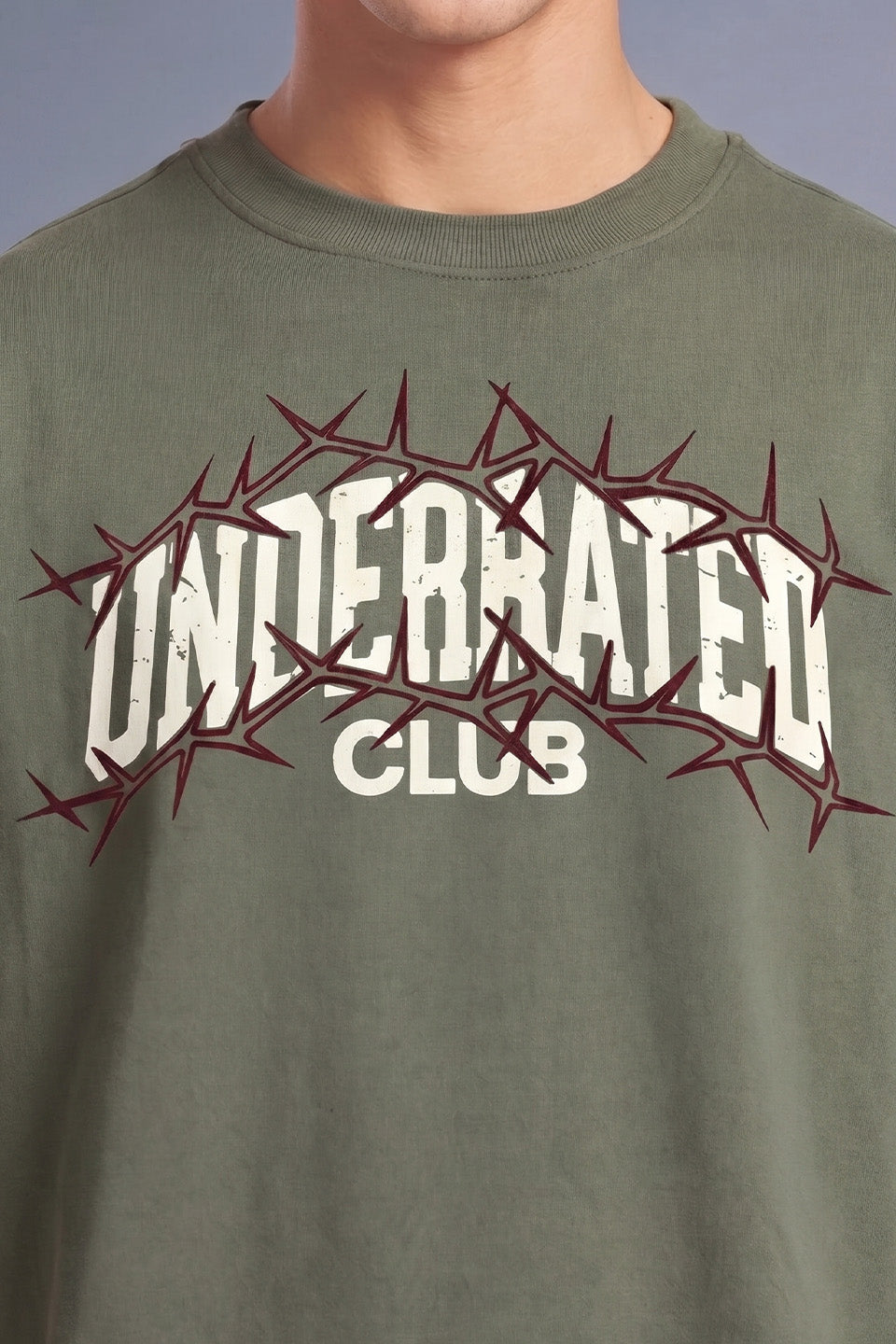 Barbed Wire Olive Oversized Long Sleeve T-shirt