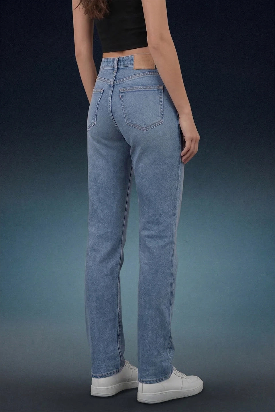 Light Blue Mid Rise Straight Women Jeans