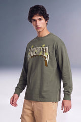 Bloom Olive Oversized Long Sleeve T-shirt