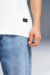 White Oversized T-Shirt Label Detail — Premium Quality Streetwear | Underrated Club
