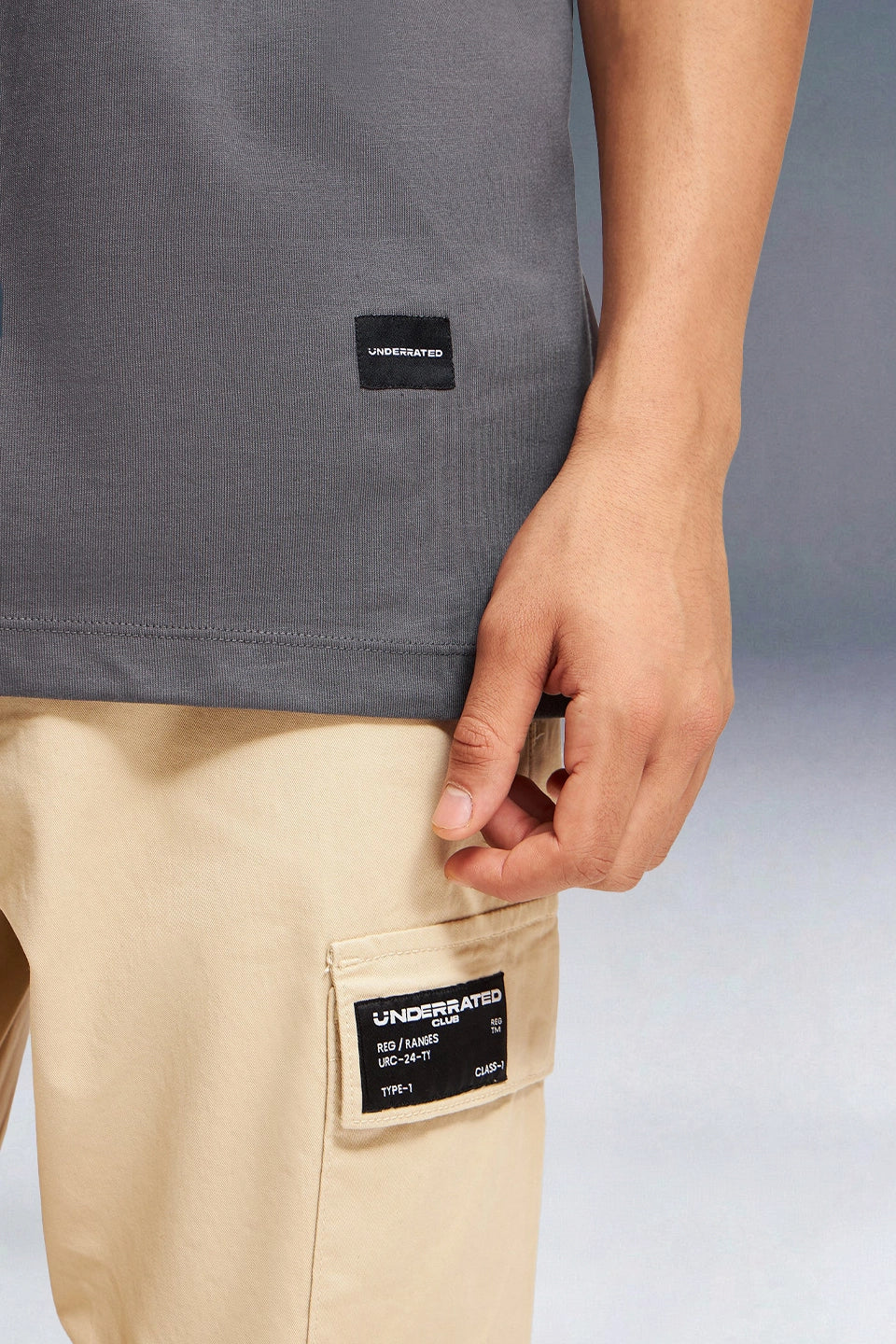 Dark Grey Oversized T-Shirt Patch Detail | Premium Cotton Streetwear | Underrated Club India
