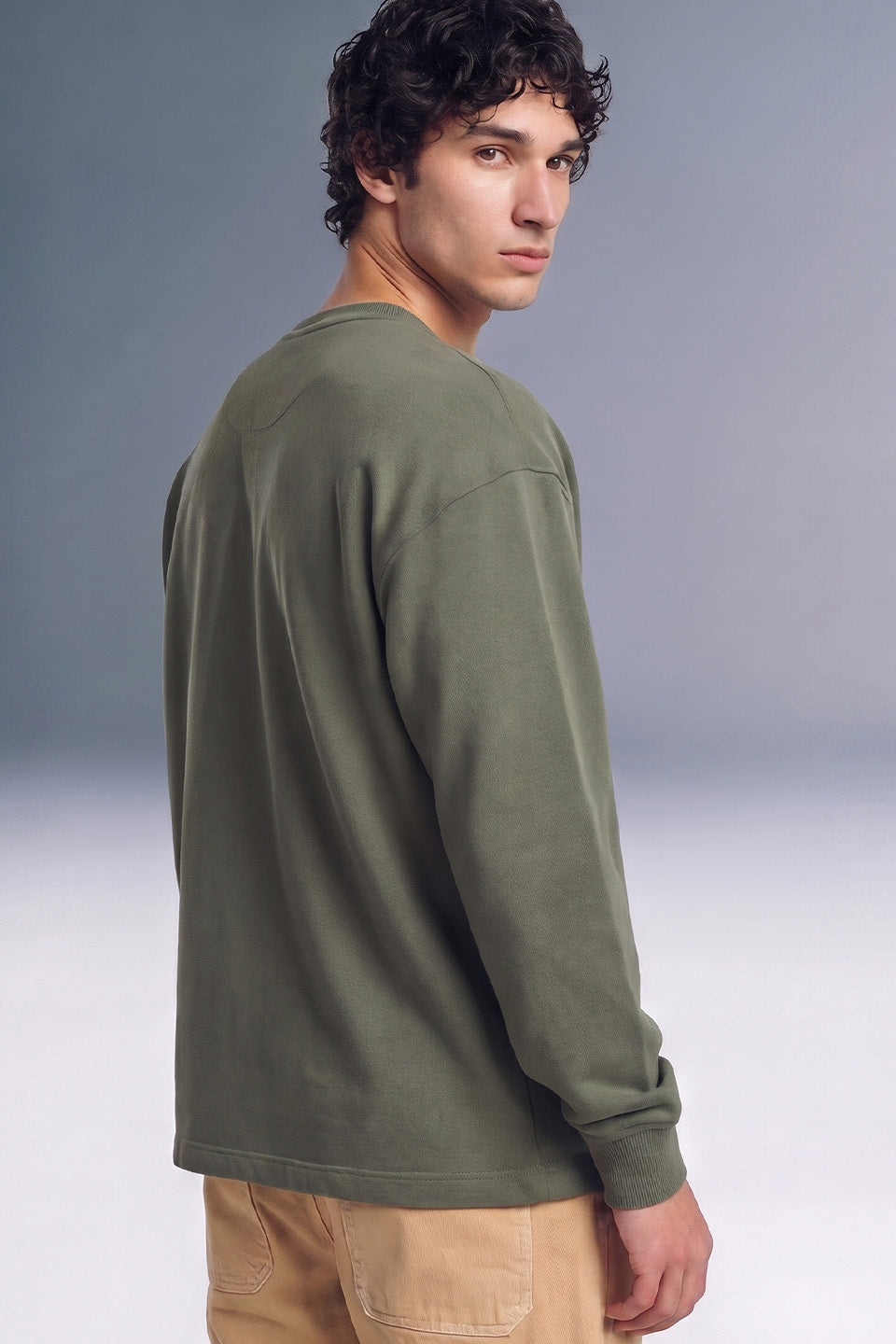 Bloom Olive Oversized Long Sleeve T-shirt