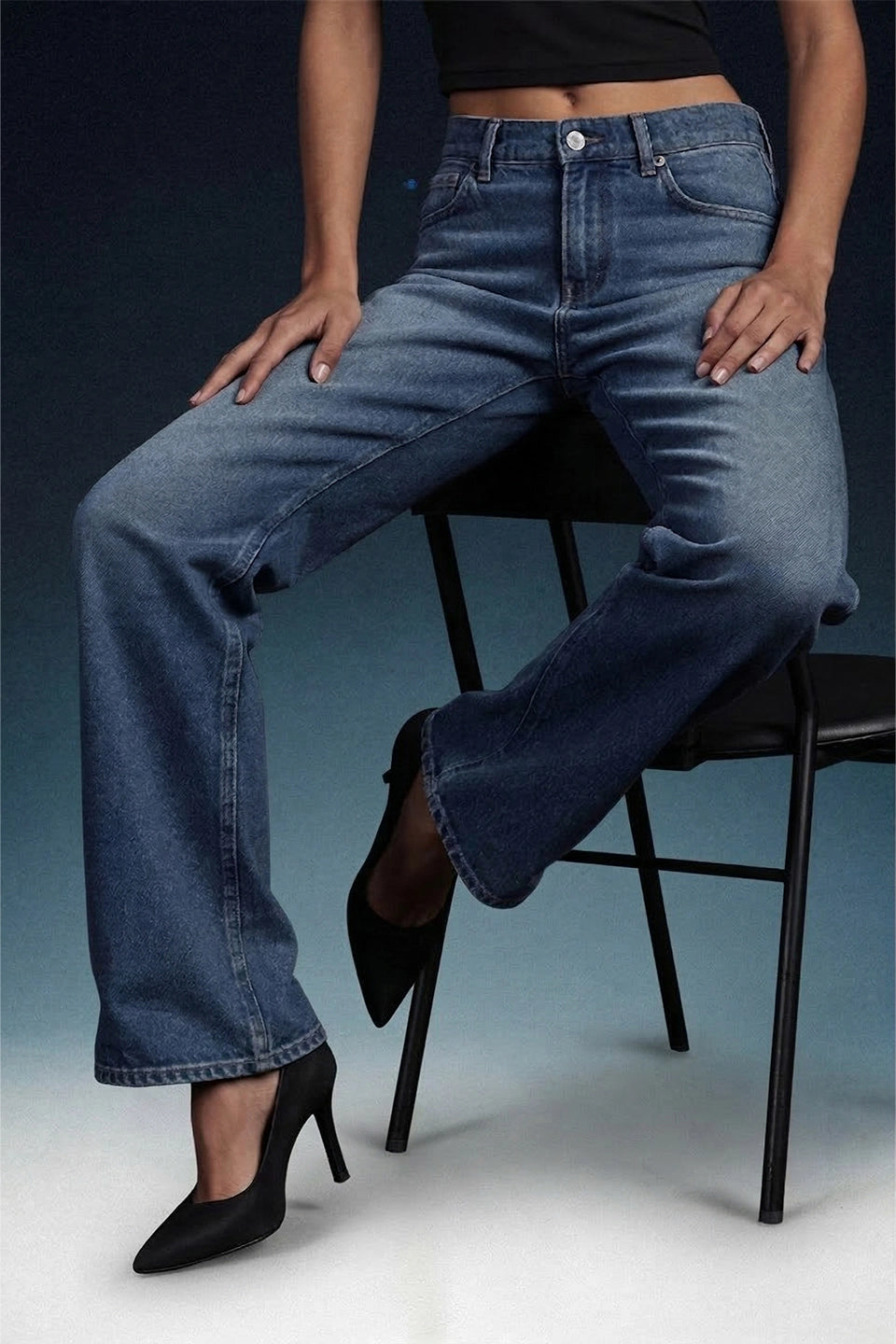 Blue High Rise Bootcut Women Jeans