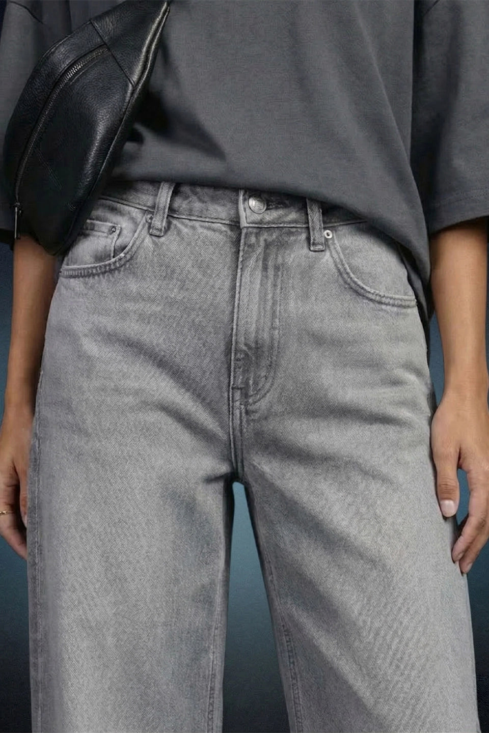 Light Grey High Rise Baggy Women Jeans