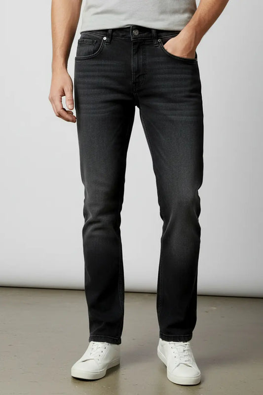 Black Mid Rise Men's Slim Fit Jeans