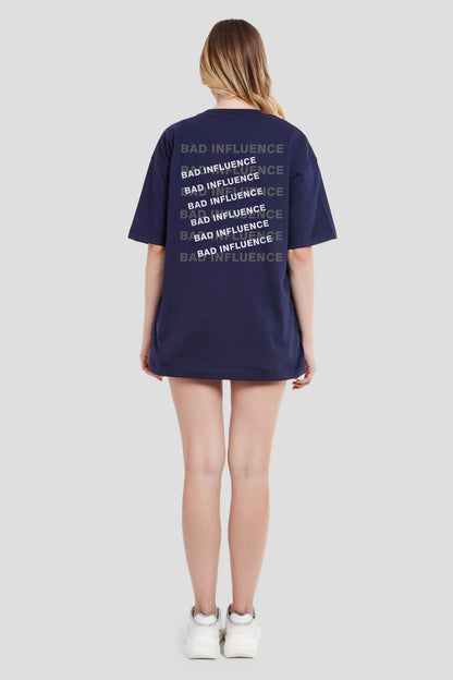 Bad Influence Navy Blue Oversized Fit T-Shirt Women