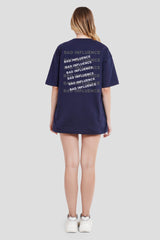 Bad Influence Navy Blue Oversized Fit T-Shirt Women