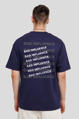 Bad Influence Navy Blue Oversized Fit T-Shirt Men