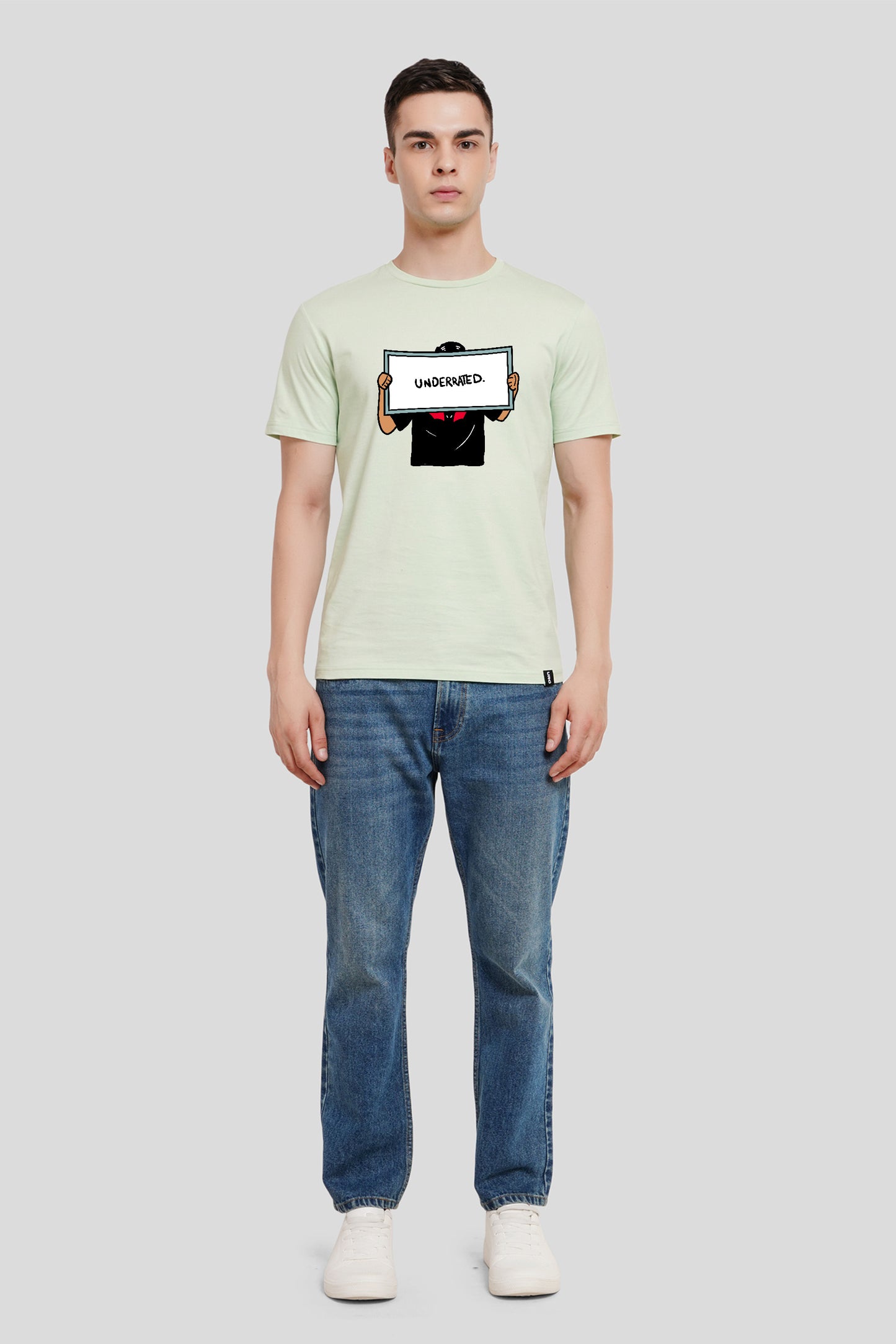Be Underrated Pastel Green Printed T-Shirt