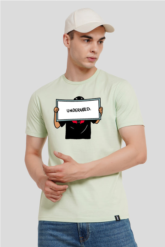 Be Underrated Pastel Green Printed T-Shirt